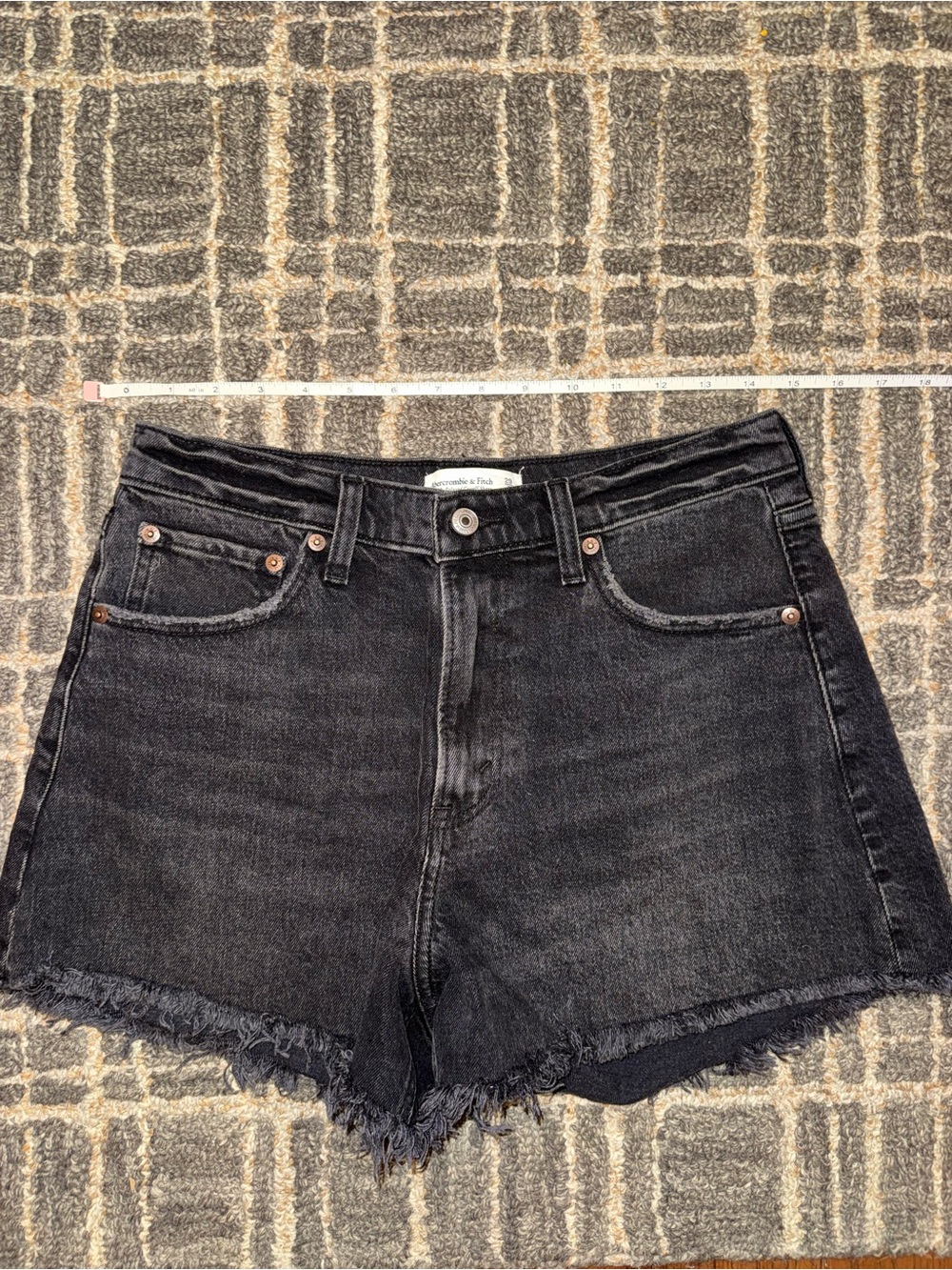 Abercrombie & Fitch Black Frayed Hem Denim Shorts